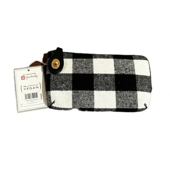 Handbags - Black and White Buffalo Check Cross-body Purse/ Wristlet NWT